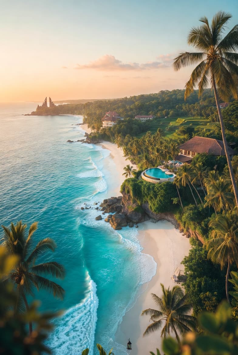 Pantai tropis dan kapal layar mewah